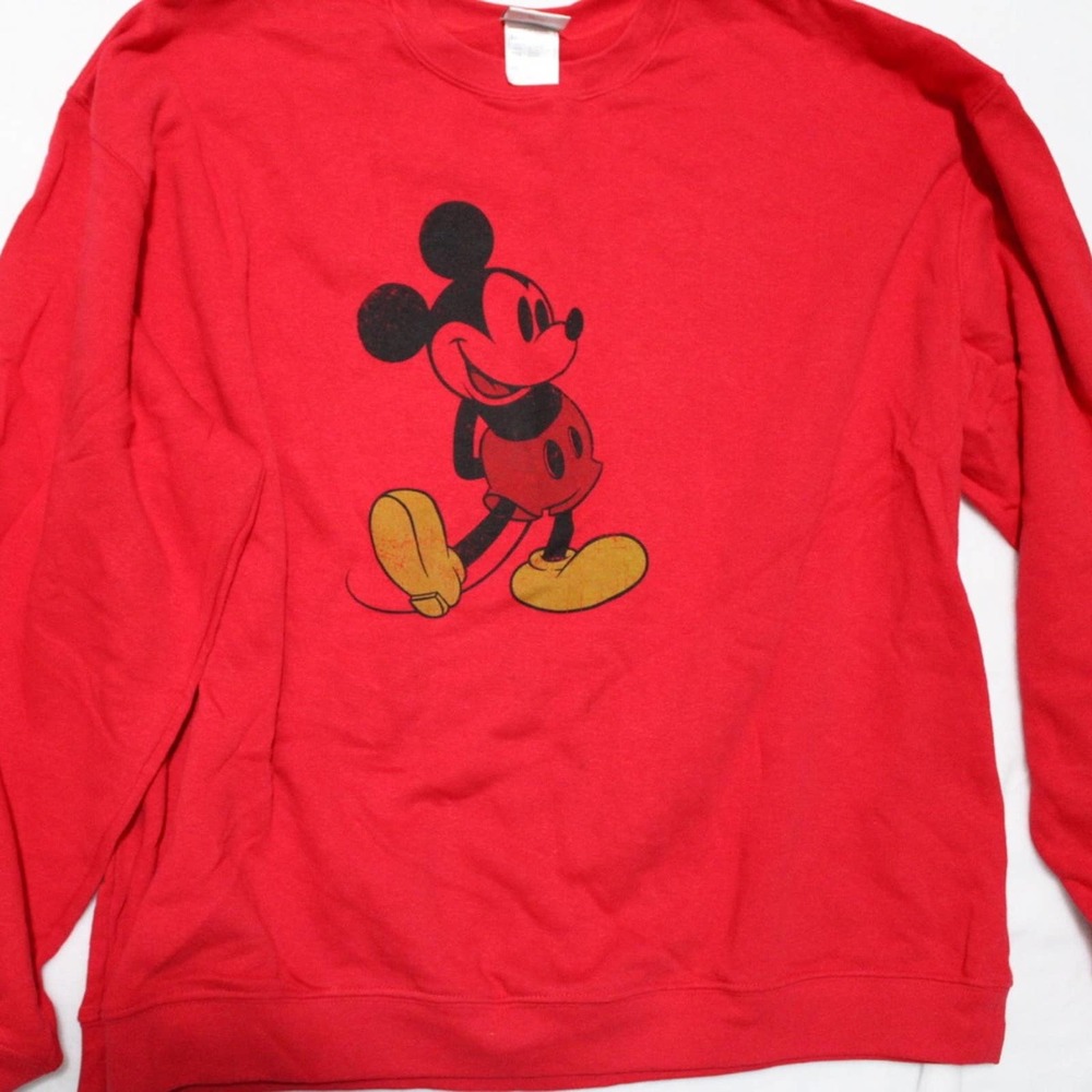 Vintage 2000s Disney Store Mens Mickey Mouse Sweatshirt Red Size XXL